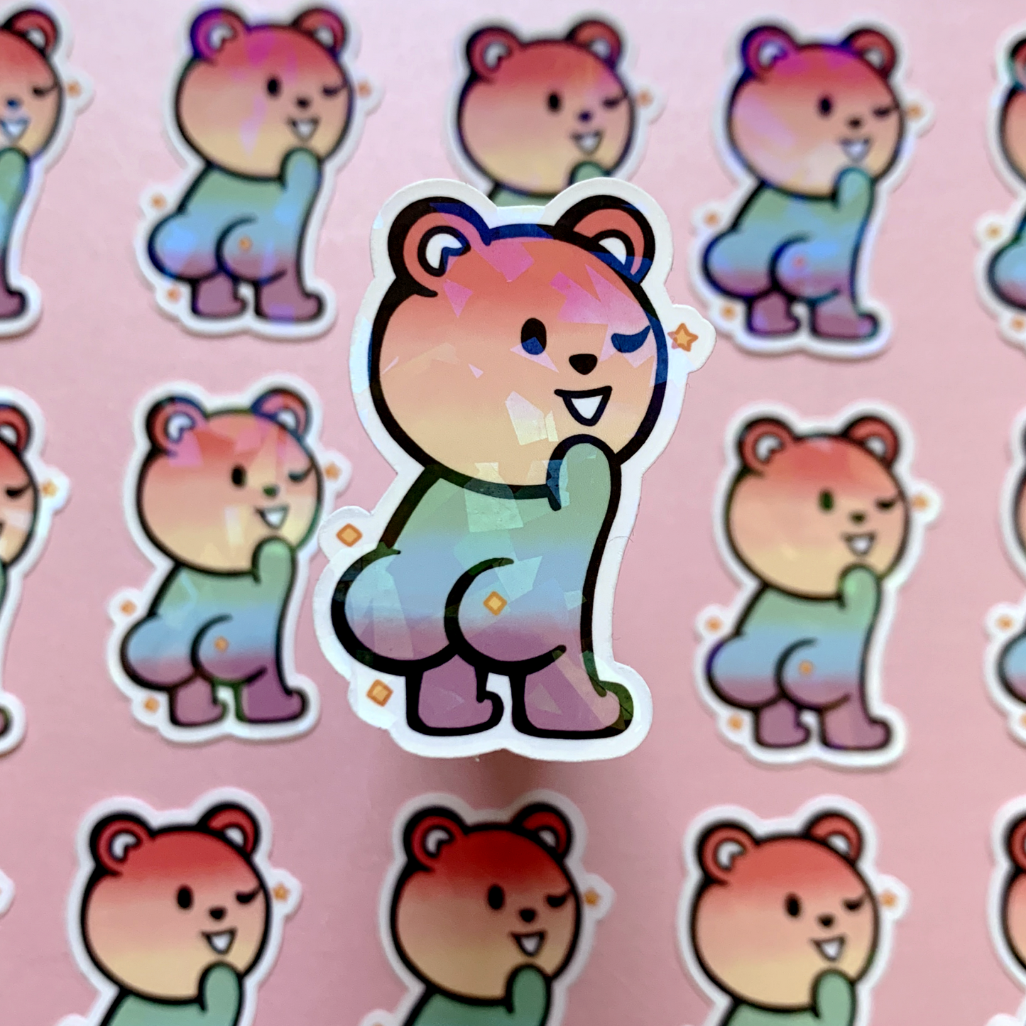 Rainbow Butt Bear Stickers