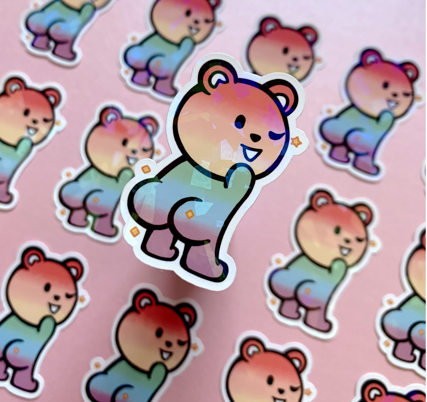 Rainbow Butt Bear Stickers