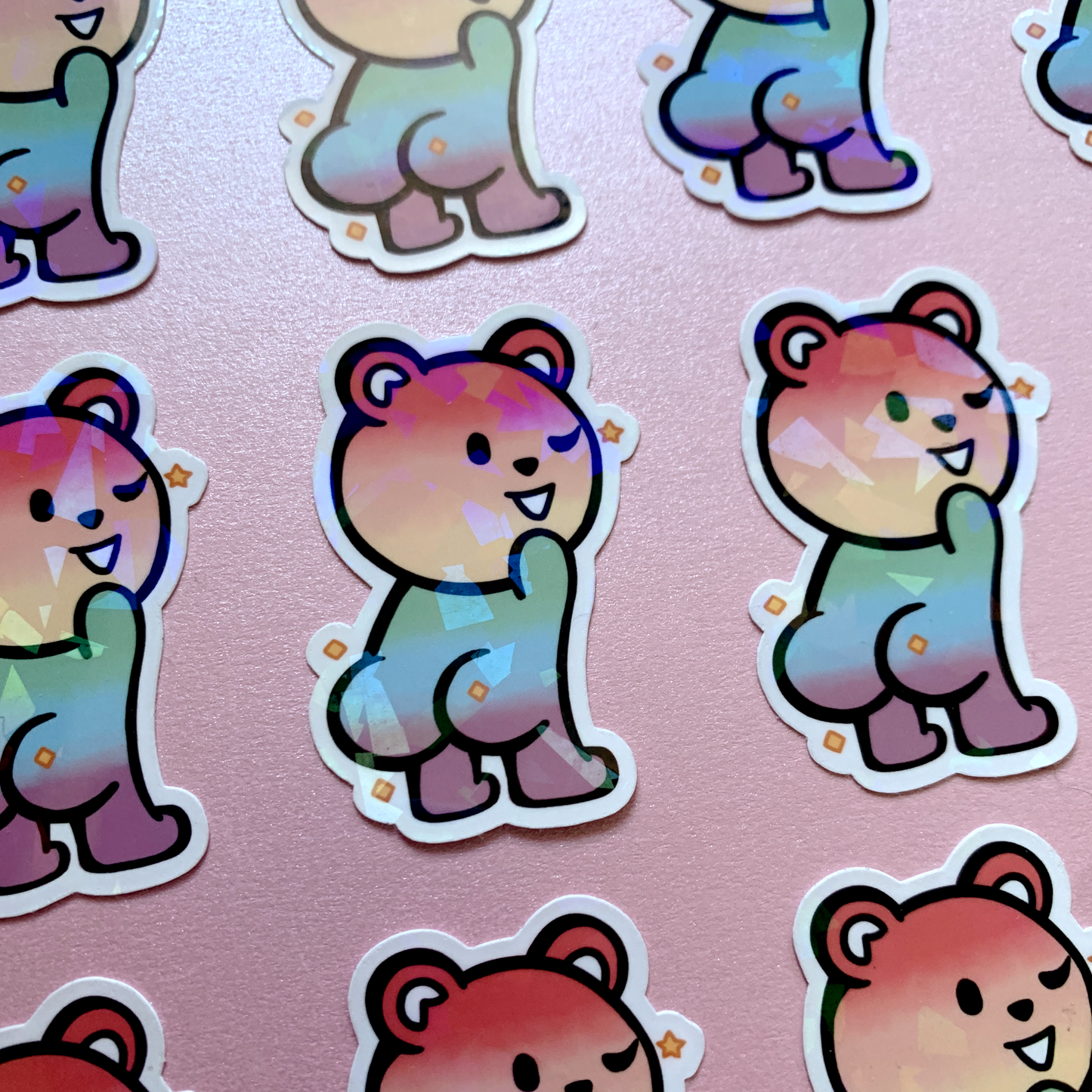 Rainbow Butt Bear Stickers